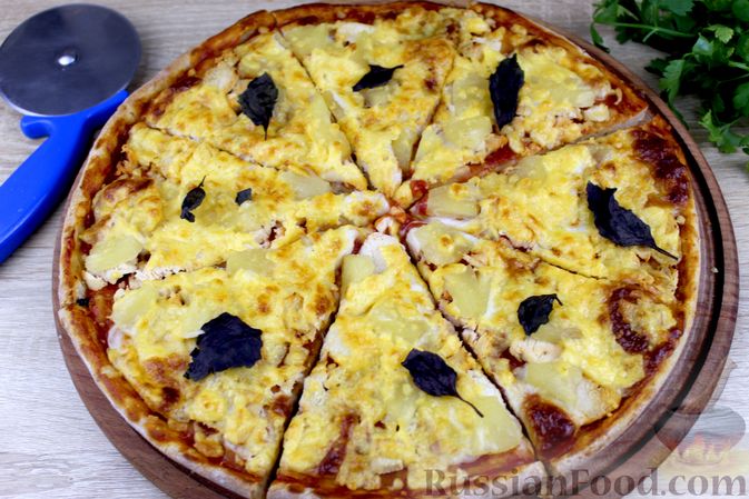 Пицца, Пошаговый, В духовке, Курица с ананасами, рецепты на: 273 рецепта